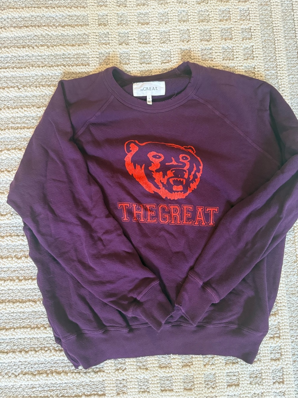 The Great College Purple Crewneck Sweatshirt with Red Bear Logo
